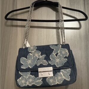 MICHAEL Michael Kors Blue Silver Shoulder Bag with Chain Strap check low price